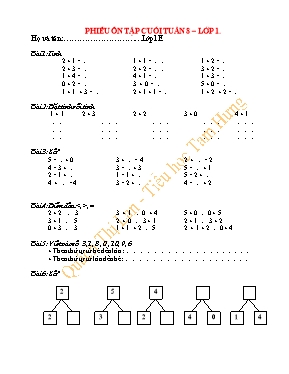 Phiếu bài tập cuối Tuần 8 môn Toán Lớp 1